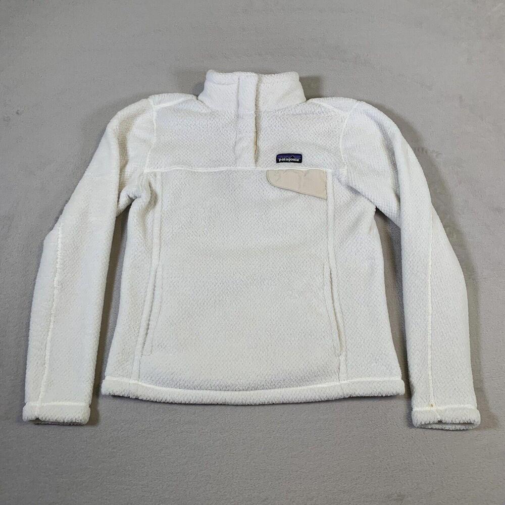 Patagonia Women's Re-Tool Jacket White 1/4 Snap Up Fleece Soft Touch Size S B1